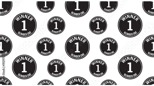 Dynamic seamless pattern celebrating victory and achievement, showcasing bold number one symbols and emblems, representing ultimate success and champion status