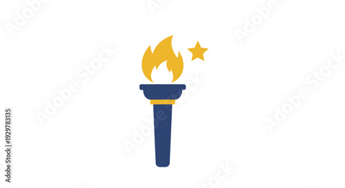 Olympic Torch Icon with Flames and Star.