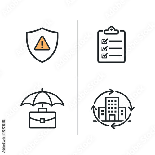 Corporate risk management and business continuity planning in an uncertain economic environment, illustrating threat assessment, mitigation strategy