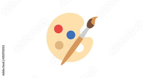 Paintbrush on a palette closeup.