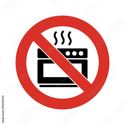 No cooking or oven sign with red circle and line