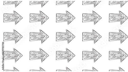 Seamless pattern of hand-drawn right-pointing arrows in a sketch style, creating a simple yet effective graphic background for design projects and presentations
