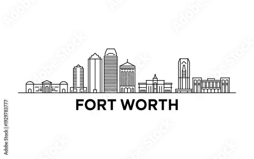 Fort Worth city skyline illustration with buildings and text  urban landscape
