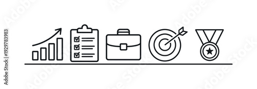 Performance review and career progression planning within corporate environments focused on measurable goals and professional achievement, upward bar