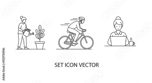 set icon vector people doing various activities