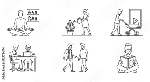 people engaging in various activities and hobbies at home or office