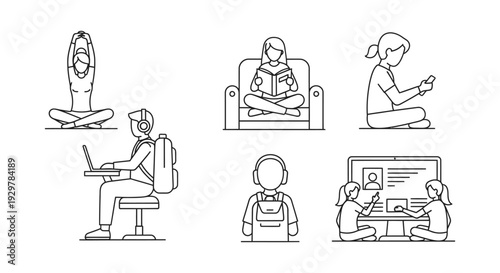 people working remotely from home or office spaces using technology