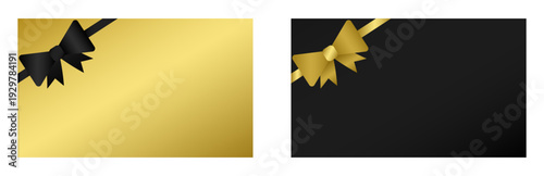 Luxury gold and black blank gift cards with  decorative ribbon bows for a celebration event