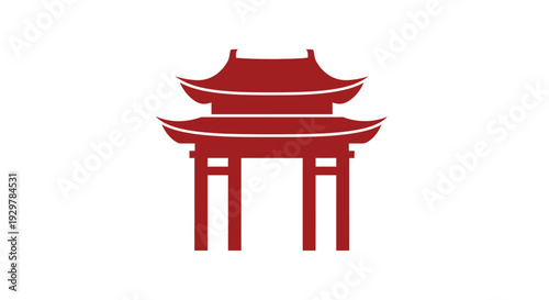 Red Chinese traditional pagoda gate structure.
