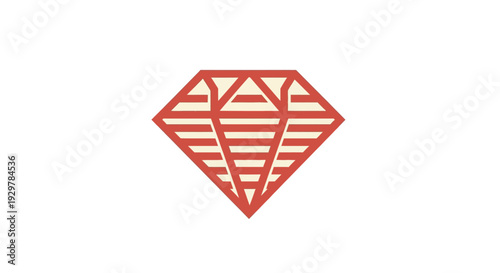 Red Diamond Icon Illustration on White Background.
