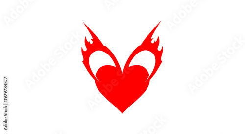 Red flame heart symbol icon graphic.