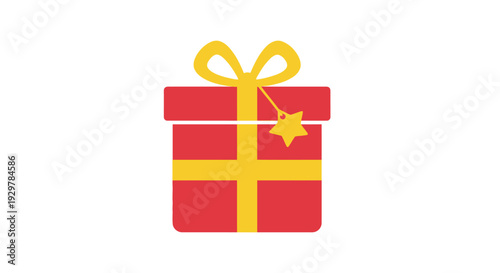 Red Gift Box with Yellow Ribbon.