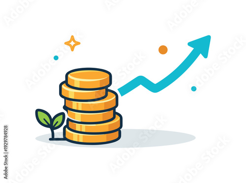 Personal long term wealth building plan focused on disciplined investing and steady asset accumulation over time, a small coin stack combined with an