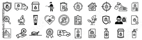 Delivery and Service Protection Outline Icon Set – Shield, Truck, Package, Insurance and Secure Shipping Linear Vector Collection