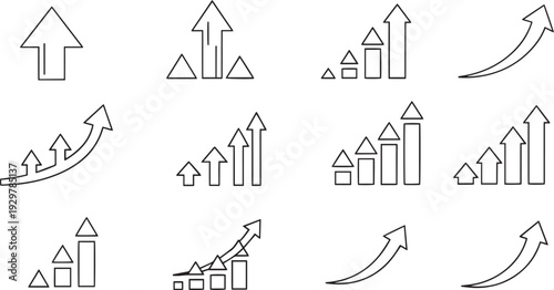 Professional Simple Business Growth and Success Arrow Icon Set