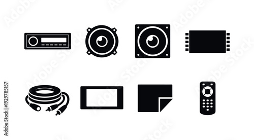 Car audio equipment: car stereo, speaker, subwoofer, amplifier, wiring kit, dashboard frame, soundproof mat, remote control