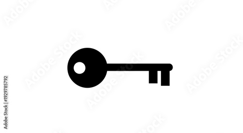 Simple Black Key Icon on White.
