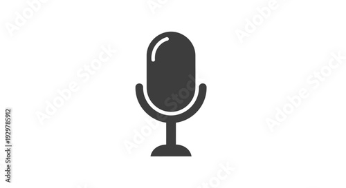 Simple Black Microphone Icon on White Background.