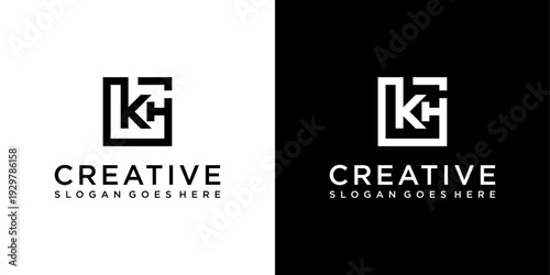 KH or HK initial letter logo design vector