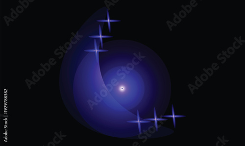 Mesmerizing light effect with glowing blue orb and sparkling starlight