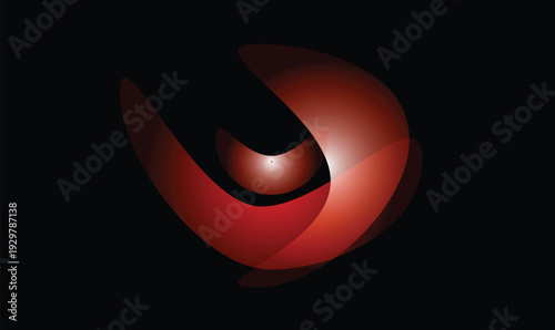 Mesmerizing light effect glowing red orb in dark space