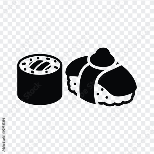 Black and white sushi icons