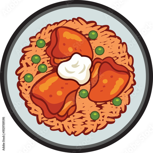 Chicken and Rice with Peas and Creamy Topping