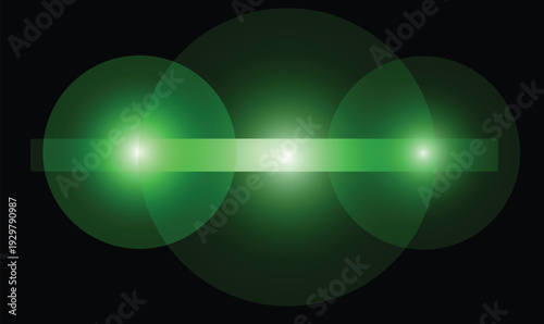 Green light effect with glowing beam and radiant aura