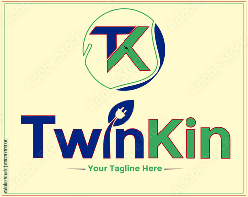 Twin kin( TK) logo new brand logo look design vector design