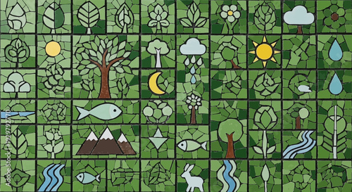 Nature mosaic icons