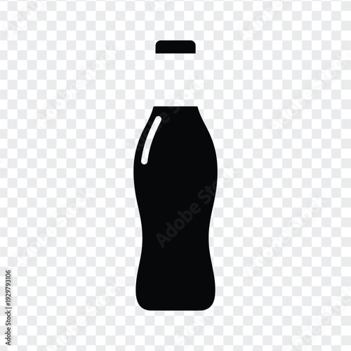 Black soda bottle icon with cap