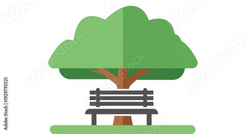 Park bench under tree