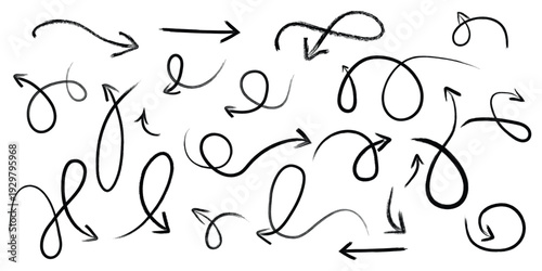 Set of black and white arrow brushes