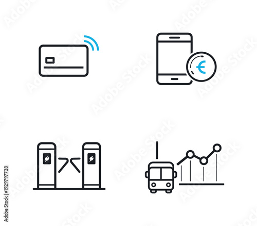 Digital public transportation fare management and contactless ticketing system in urban mobility services, presenting card validation, mobile payment