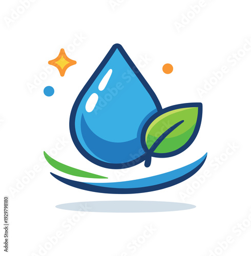Clean water conservation initiative and responsible resource management strategy promoting sustainable living practices, a simple water drop icon
