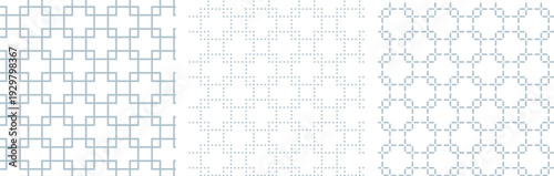 正方形のフレームが連続して重なる線のパターン違いの素材セット