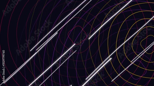 Wallpaper Mural Abstract neon lines intersecting with concentric circles on dark background. Torontodigital.ca