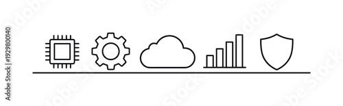 Artificial intelligence automation improving business operations and data-driven decision making in modern companies, microchip, gear wheel, cloud
