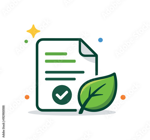 Green corporate policy adoption and environmental responsibility commitment strengthening sustainable business reputation, a simple document icon