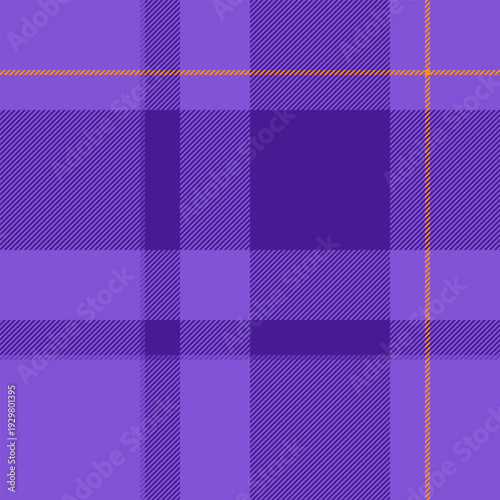 Father seamless plaid check, hobby background pattern textile. Bandana vector tartan fabric texture in violet and orange colors.