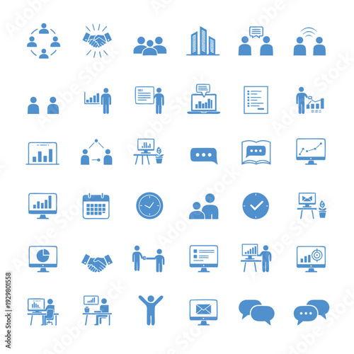 36 Office meeting icon set and editable line icons for modern ui design projects Vector