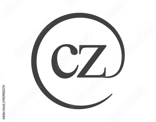 CZ logo from two letter with circle shape email sign style. C and Z round logotype of business company