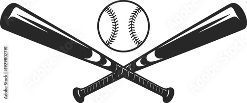 Crossed Baseball Bats and Baseball Icon baseball ball