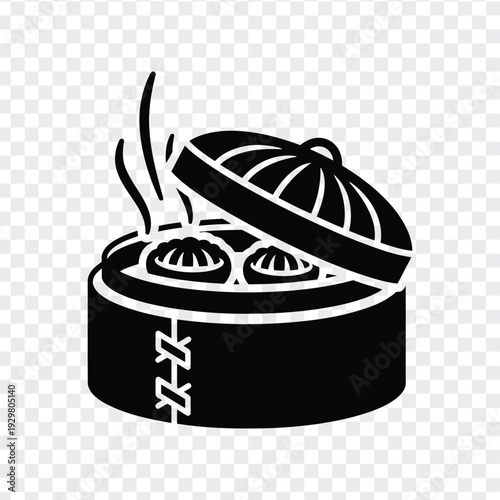 Steaming dim sum in a traditional chinese bamboo steamer basket