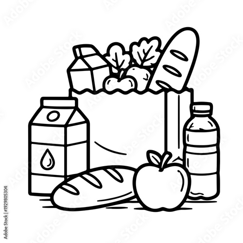 illustration of a bottle of wine and vegetables