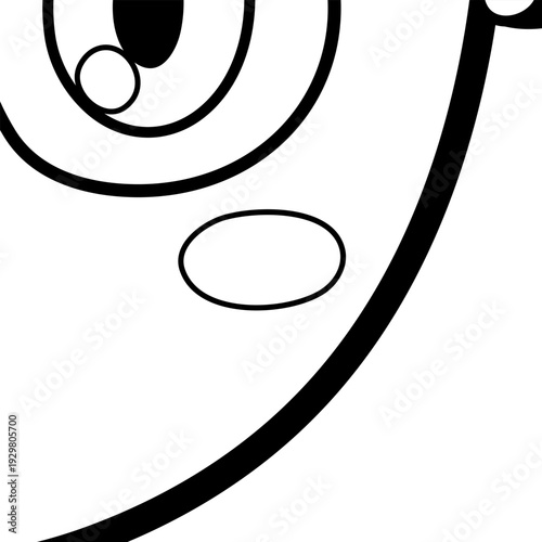 Cheek body parts clipart in cartoon style. Black and white face parts vector Illustration