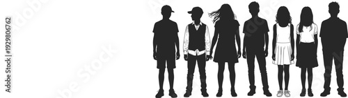 Silhouettes of diverse group of people standing diversity