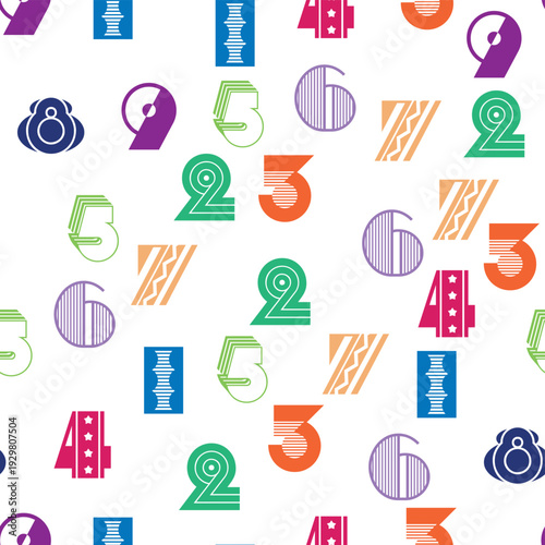 Seamless pattern with beautiful numbers. Algebra and geometry, calculations.