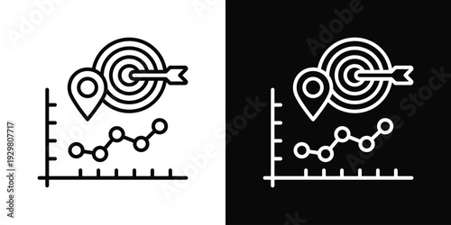 Performance Tracking Icon In Black And White Filled Style.