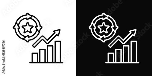 Continuous Improvement Icon In Black And White Filled Style.